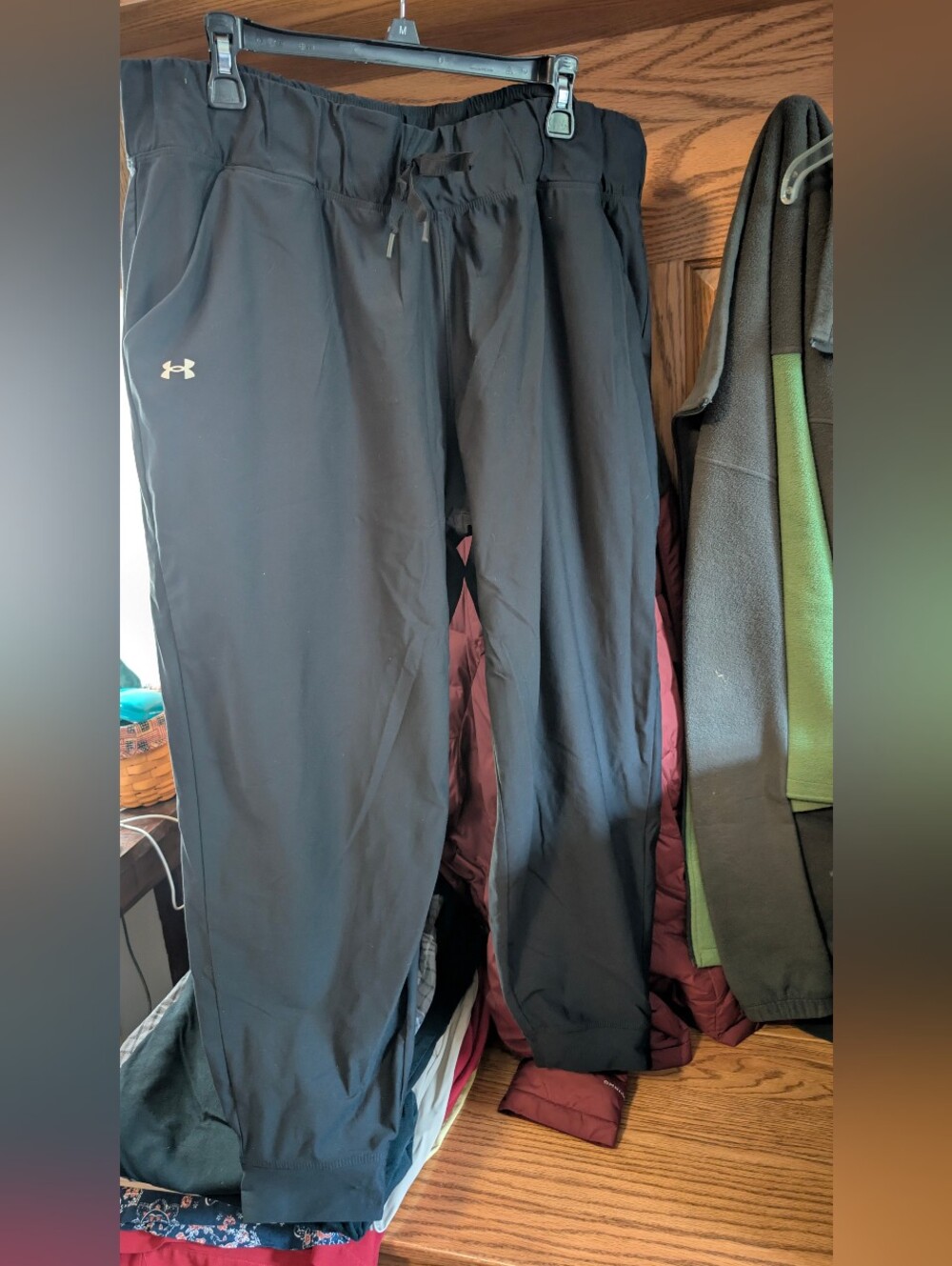 Under Armour Women's Black Active Track Pants with Drawstring Waist